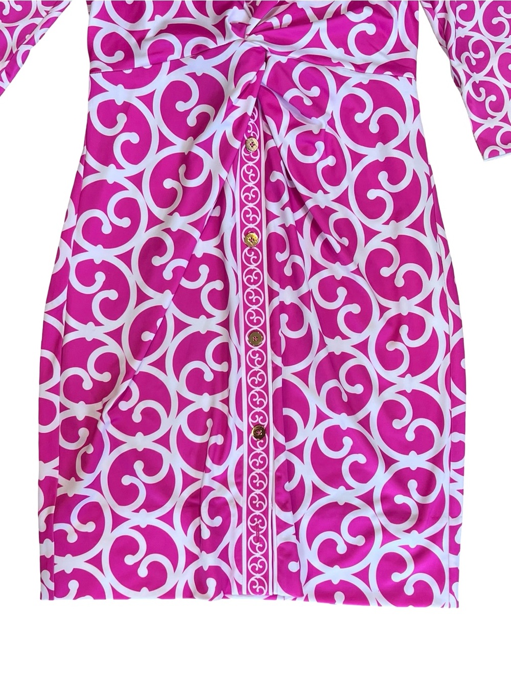 Gretchen Scott Women’s Sz M Pink Twist and Shout Dress Geometric Print Stretch - Picture 8 of 16